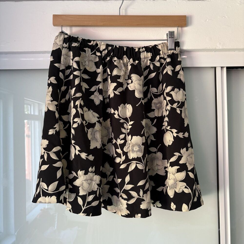 Vintage Black & White Floral Skirt